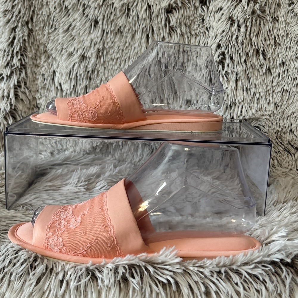 Vtg Vanity Fair Open Toe Slippers Tea Rose Small 5-6 Grandmacore Cottagecore